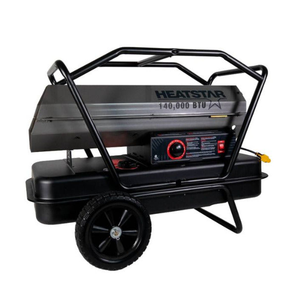 The HS140KT Heatstar 140K BTU Forced-Air Kerosene Heater Runs On Diesel Kerosene Fuel Oil. F105502